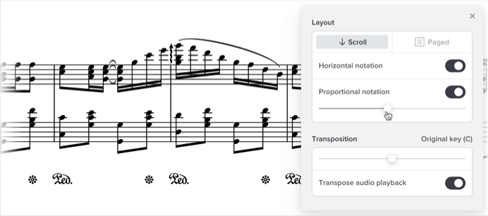 Animation of proportional notation being changed