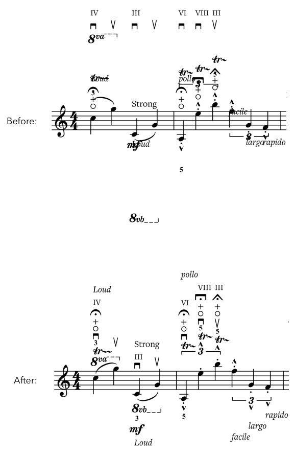 Screenshot of notation
