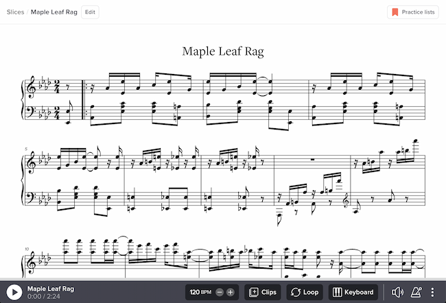 Screenshot of title at top of music