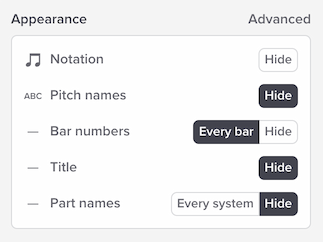 Screenshot of new Appearance section