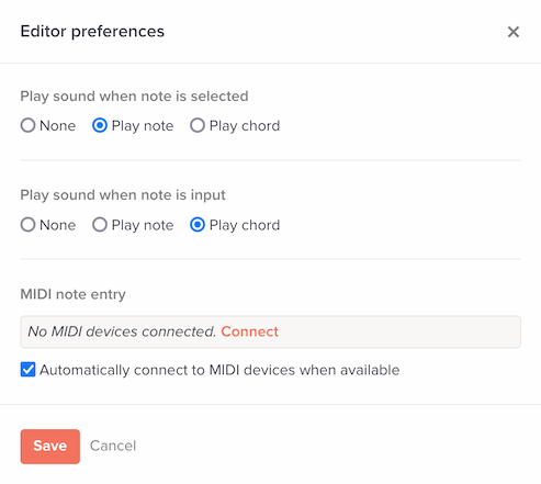 Screenshot of editor preferences panel