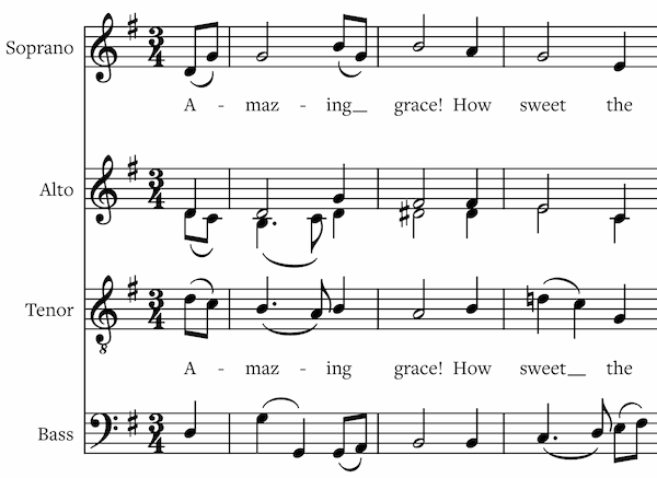 Screenshot of notation with instrument names shown